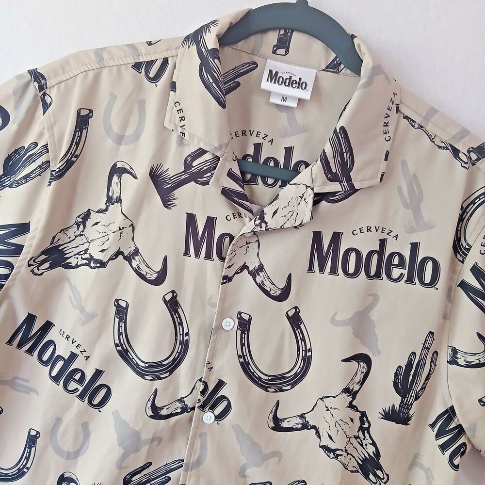Modelo Cerveza Western Button Shirt Med Ripple Junction Beer Promo Cowboy #884